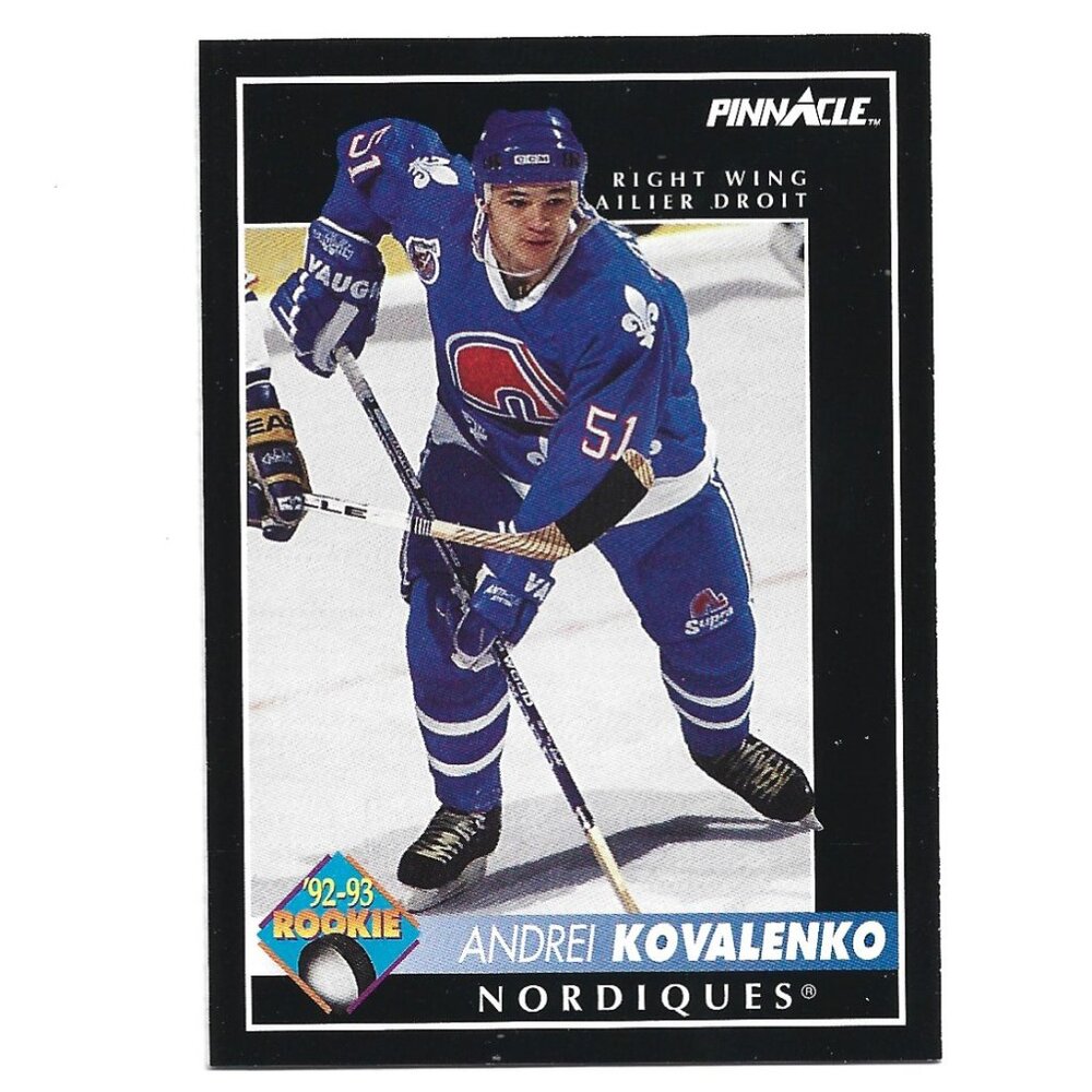 ’92-93 Pinnacle Andrei Kovalenko Quebec Nordiques Rookie Hockey Card [h62]